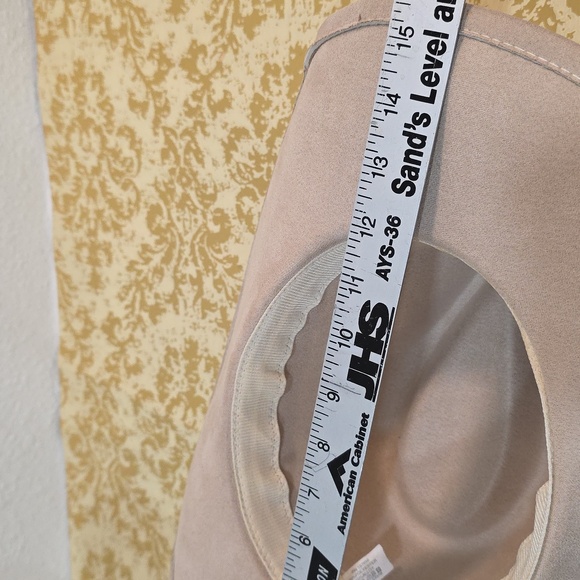 Khaki or Ivory Turquoise Oval Stone Strap Cowboy Hat made from a polye - Picture 6 of 10